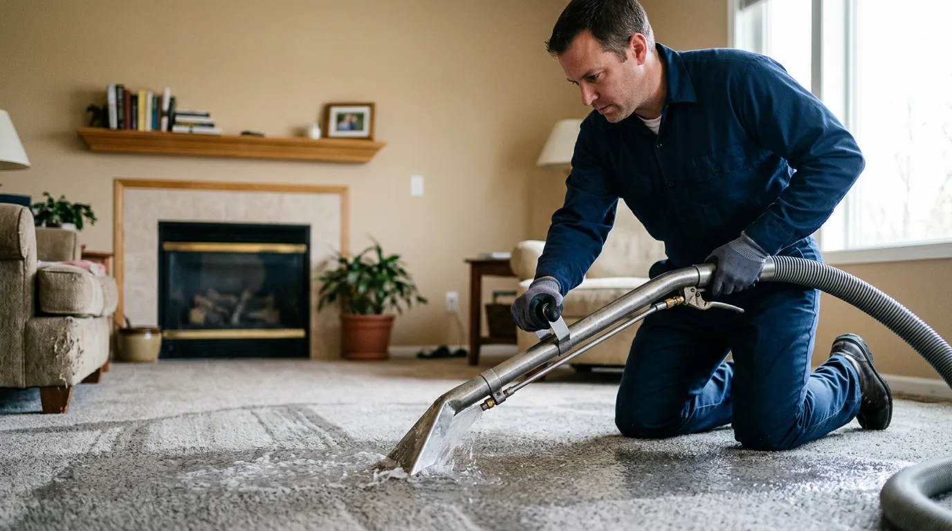 Water damage restoration technician working near Eatonville, WA